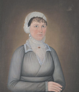 WOMAN IN GRAY DRESS John Brewster Jr. (1766–1854) New England 1814 Oil on canvas 29 1/2 x 24 5/8 in. (sight) American Folk Art Museum, promised gift of Eric D.W. Cohler, P3.1998.1