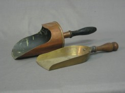 Denham's Auctioneers: Lot 418 A copper coal shovel and a brass coal shovel
