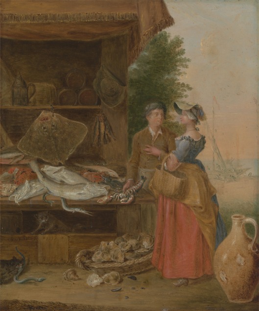 Balthazar Nebot, active 1730–1762, Spanish, active in Britain (from 1729), Fishmonger's stall, 1737, Oil on copper, Yale Center for British Art, Paul Mellon Collection